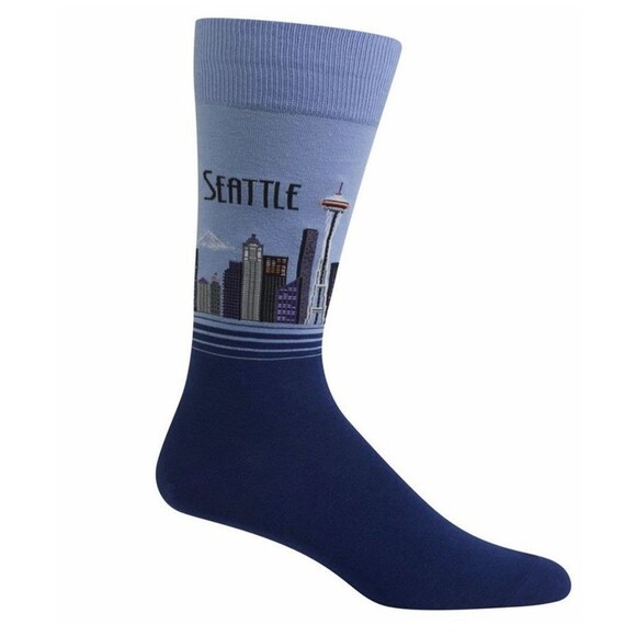 NWT HOTSOX Womens Seattle City Skyline Novelty Crew Socks Size 4-10 1/2 - Picture 1 of 5